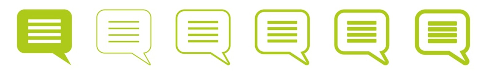 Wall Mural - speech bubble balloon lines icon green | text rectangle bubbles | communication symbol | message log