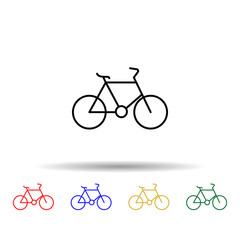 Poster - a bike multi color style icon. Simple thin line, outline vector of web icons for ui and ux, website or mobile application