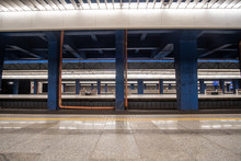 Empty Platform Of The Underground Railway Station.