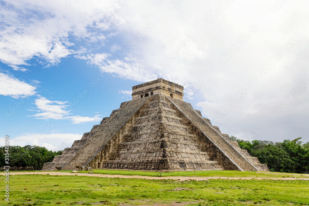 The Mayan pyramid in Chichen Itza Mexico.
