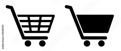 Cuadros en Lienzo Full and empty shopping cart symbol shop and sale icon