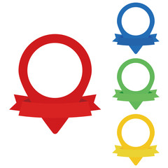 Poster - colored set ribbons banner with a location sign. banners for business, marketing, text and advertisi