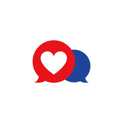 Wall Mural - Red and blue message of Love Icon. Bubble chat with heart. Vector EPS 10