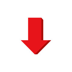 Poster - red arrow icon. down arrow. isolated vector illustration in white background