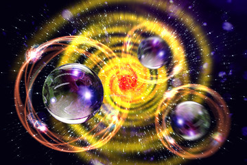Wall Mural - atomic particle 3d illustration