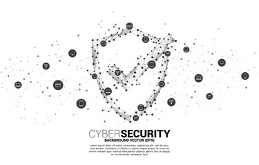Poster - Protection shield icon from dot connect line polygon network. concept of guard security and safety