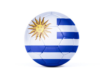 Wall Mural - Football or soccer ball in Uruguay national colors