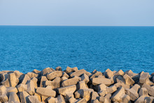 Tetrapods Breakwater, A Structure In Coastal Engineering Used To Prevent Erosion Caused By Sea Wave And Strong Wind And Protect Ships In Harbour.
