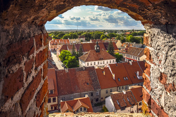 Old Town Square in Reszel with the town hall, Warmian-Masurian Voivodeship, Poland.