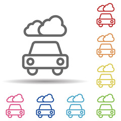 Aufkleber - Car, smoke line vector in multi color style icon. Simple thin line, outline vector of pollution icons for ui and ux, website or mobile application