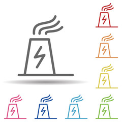Aufkleber - Power plant, pollution, nuclear line vector in multi color style icon. Simple thin line, outline vector of pollution icons for ui and ux, website or mobile application