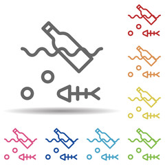 Aufkleber - Sea, pollution line vector in multi color style icon. Simple thin line, outline vector of pollution icons for ui and ux, website or mobile application