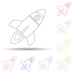 Poster - Rocket in multi color style icon. Simple thin line, outline vector of programming icons for ui and ux, website or mobile application