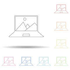 Aufkleber - Landscape in the laptop in multi color style icon. Simple thin line, outline vector of programming icons for ui and ux, website or mobile application