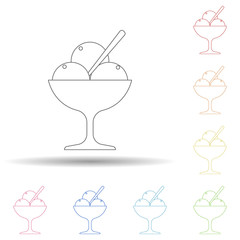 Poster - Ice-cream in cup in multi color style icon. Simple thin line, outline vector of resturant icons for ui and ux, website or mobile application