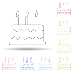 Poster - Birthday cake in multi color style icon. Simple thin line, outline vector of resturant icons for ui and ux, website or mobile application