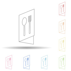 Poster - Menu in the restaurant in multi color style icon. Simple thin line, outline vector of resturant icons for ui and ux, website or mobile application