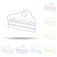 Poster - Piece of cake in multi color style icon. Simple thin line, outline vector of resturant icons for ui and ux, website or mobile application