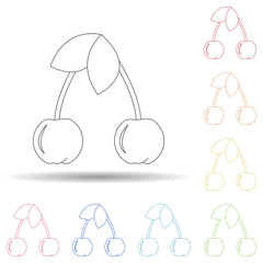 Aufkleber - Cherry in multi color style icon. Simple thin line, outline vector of resturant icons for ui and ux, website or mobile application
