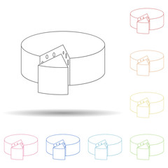 Poster - Cut cheese in multi color style icon. Simple thin line, outline vector of resturant icons for ui and ux, website or mobile application