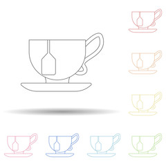 Poster - Cup of tea in multi color style icon. Simple thin line, outline vector of resturant icons for ui and ux, website or mobile application