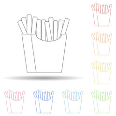 Poster - French fries in multi color style icon. Simple thin line, outline vector of resturant icons for ui and ux, website or mobile application