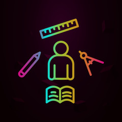 Poster - Pupil book ruler pen nolan style icon. Simple thin line, outline vector of school icons for ui and ux, website or mobile application