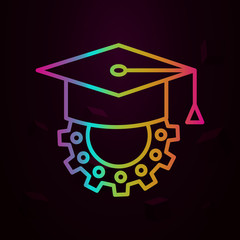 Poster - Graduation cap gear nolan style icon. Simple thin line, outline vector of school icons for ui and ux, website or mobile application