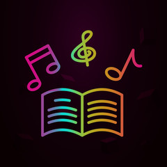 Poster - Music lesson book notes nolan style icon. Simple thin line, outline vector of school icons for ui and ux, website or mobile application
