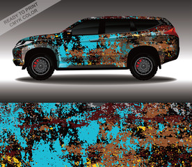 Car wrap decal design vector, custom livery race rally car vehicle sticker and tinting.