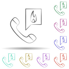 Poster - Firefighter, telephone in multi color style icon. Simple thin line, outline vector of firefighter icons for ui and ux, website or mobile application
