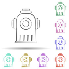 Poster - Firefighter, hydrant in multi color style icon. Simple thin line, outline vector of firefighter icons for ui and ux, website or mobile application