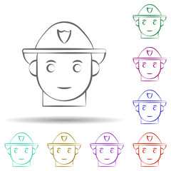 Poster - Firefighter, firefighter in multi color style icon. Simple thin line, outline vector of firefighter icons for ui and ux, website or mobile application