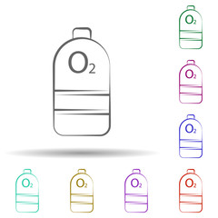 Poster - Firefighter, oxygen in multi color style icon. Simple thin line, outline vector of firefighter icons for ui and ux, website or mobile application