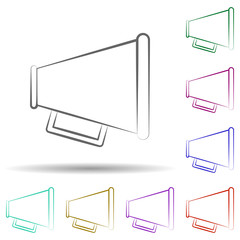 Poster - Firefighter, megaphone in multi color style icon. Simple thin line, outline vector of firefighter icons for ui and ux, website or mobile application