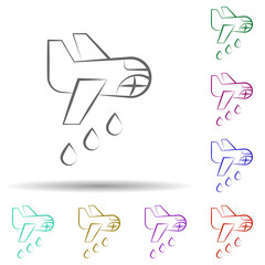 Poster - Firefighter, plane in multi color style icon. Simple thin line, outline vector of firefighter icons for ui and ux, website or mobile application