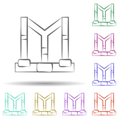 Poster - Firefighter, harness in multi color style icon. Simple thin line, outline vector of firefighter icons for ui and ux, website or mobile application