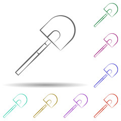 Poster - Firefighter, shovel in multi color style icon. Simple thin line, outline vector of firefighter icons for ui and ux, website or mobile application