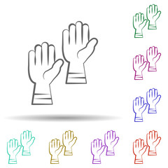 Poster - Firefighter, gloves in multi color style icon. Simple thin line, outline vector of firefighter icons for ui and ux, website or mobile application