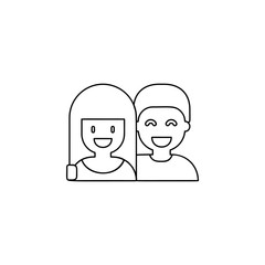 Poster - friends, female, male icon. Simple thin line, outline vector of friendship icons for ui and ux, website or mobile application