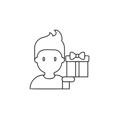 Poster - gift, male icon. Simple thin line, outline vector of friendship icons for ui and ux, website or mobile application