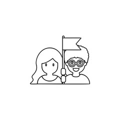 Poster - flag, friends icon. Simple thin line, outline vector of friendship icons for ui and ux, website or mobile application