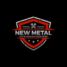 Repair Car Logo Image, Rustic Metal Logo Shield