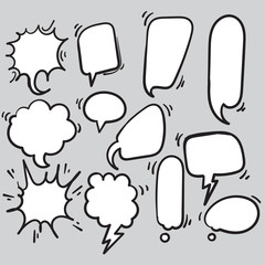 Wall Mural - collection of Hand drawn speech bubbles set. Doodle element. Vector illustration. isolated