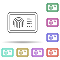 Poster - Finger print, technology in multi color style icon. Simple thin line, outline vector of future world icons for ui and ux, website or mobile application