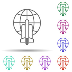 Poster - Rocket, technology in multi color style icon. Simple thin line, outline vector of future world icons for ui and ux, website or mobile application