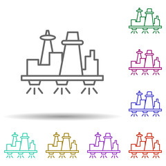 Poster - City, technology in multi color style icon. Simple thin line, outline vector of future world icons for ui and ux, website or mobile application