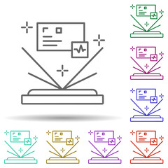 Poster - Hologram, technology in multi color style icon. Simple thin line, outline vector of future world icons for ui and ux, website or mobile application