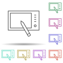 Poster - Tablet, technology in multi color style icon. Simple thin line, outline vector of future world icons for ui and ux, website or mobile application