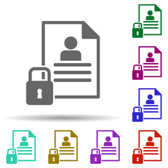 Poster - Document, security in multi color style icon. Simple glyph, flat vector of gdpr icons for ui and ux, website or mobile application
